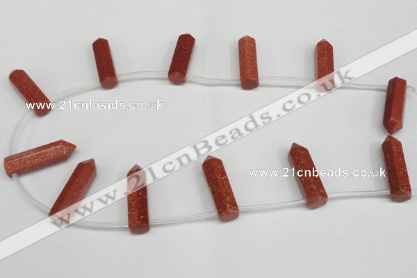 CTD1804 Top drilled 10*30mm - 10*32mm sticks goldstone beads