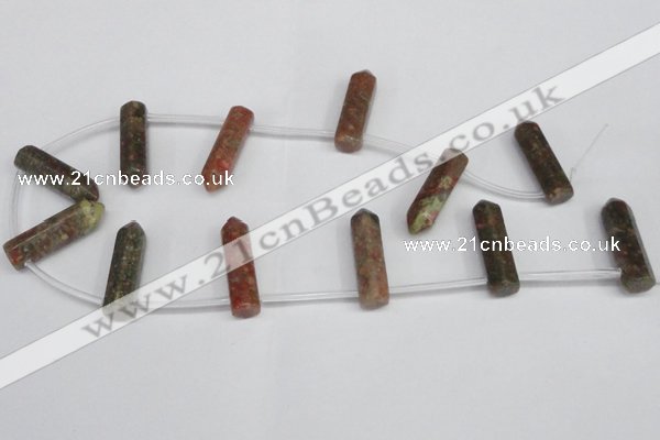 CTD1807 Top drilled 10*30mm - 10*32mm sticks unakite beads