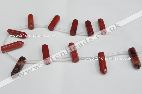 CTD1809 Top drilled 10*30mm - 10*32mm sticks red jasper beads