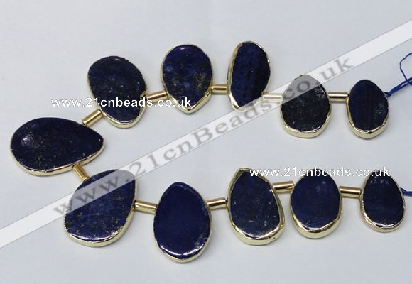 CTD1928 Top drilled 18*25mm - 25*40mm freeform lapis lazuli beads