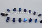 CTD1937 Top drilled 12*20mm - 25*35mm nuggets plated amethyst beads