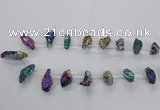 CTD1938 Top drilled 12*20mm - 25*35mm nuggets plated amethyst beads