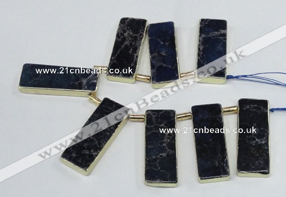 CTD1947 Top drilled 18*45mm - 20*50mm rectangle sea sediment jasper beads