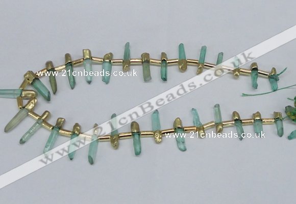 CTD1959 Top drilled 4*15mm - 6*30mm sticks dyed white crystal beads