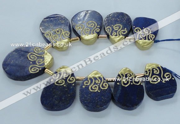 CTD1965 Top drilled 25*35mm - 35*45mm freeform lapis lazuli beads