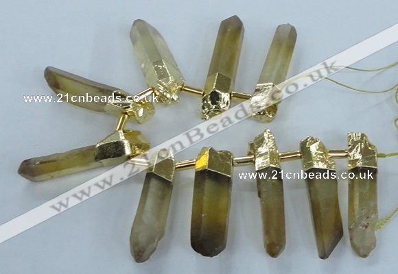 CTD1969 Top drilled 10*50mm - 15*60mm sticks lemon quartz beads