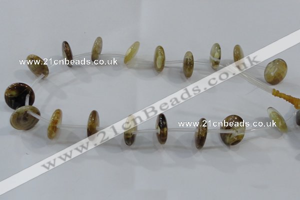 CTD1991 Top drilled 5*20mm flat round agate gemstone beads