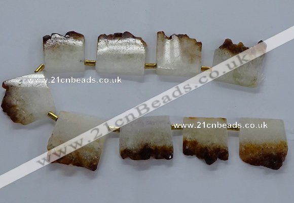 CTD1995 Top drilled 30*35mm - 35*40mm freeform druzy citrine beads