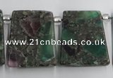 CTD200 Top drilled 20*24mm trapezoid fluorite & pyrite beads