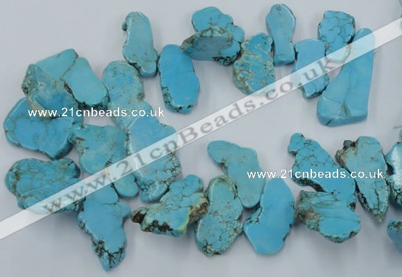 CTD2012 Top drilled 20*25mm - 30*35mm freeform turquoise beads