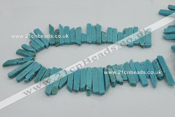 CTD2018 Top drilled 6*20mm - 8*45mm sticks turquoise beads