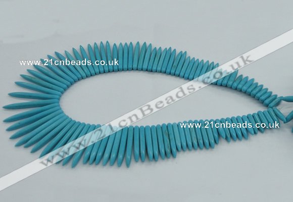 CTD2023 Top drilled 5*20mm - 5*45mm sticks turquoise beads