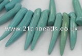 CTD2037 Top drilled 5*15mm - 6*40mm sticks turquoise beads