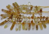 CTD2111 Top drilled 10*25mm - 12*45mm sticks yellow quartz beads