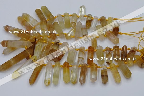 CTD2111 Top drilled 10*25mm - 12*45mm sticks yellow quartz beads