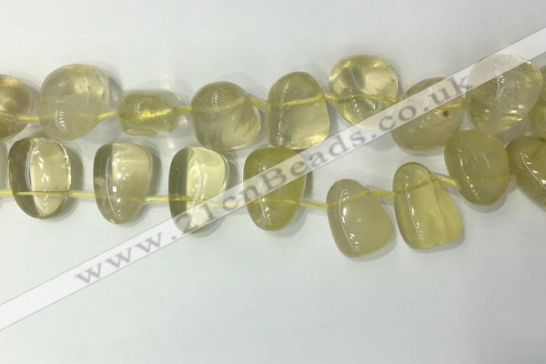 CTD2142 Top drilled 15*25mm - 18*25mm freeform lemon quartz beads