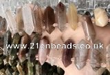 CTD2241 10*22mm - 12*45mm faceted nuggets mixed rutilated quartz beads