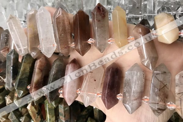 CTD2241 10*22mm - 12*45mm faceted nuggets mixed rutilated quartz beads