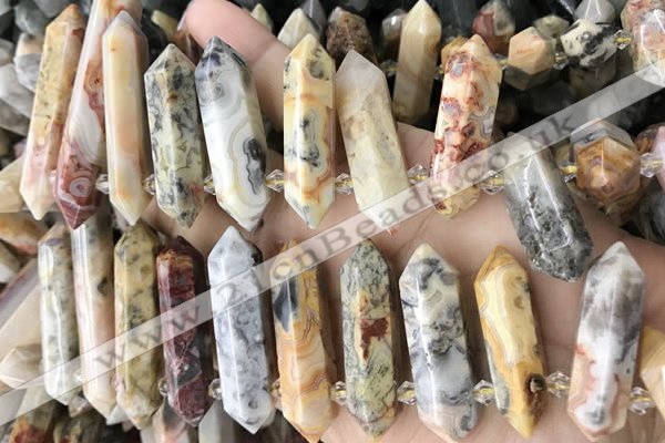 CTD2244 10*22mm - 12*45mm faceted nuggets crazy lace agate beads