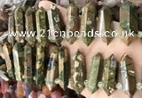 CTD2246 Top drilled 10*22mm - 12*45mm faceted nuggets rhyolite beads