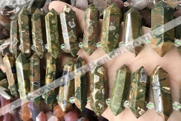 CTD2246 Top drilled 10*22mm - 12*45mm faceted nuggets rhyolite beads