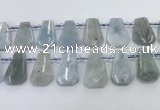 CTD2268 Top drilled 16*28mm - 20*30mm faceted freeform aquamarine beads