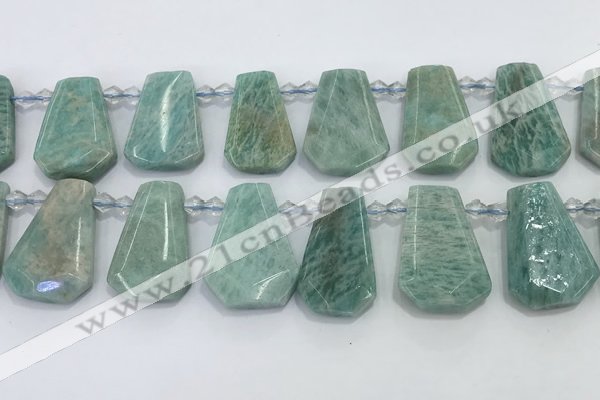 CTD2269 Top drilled 16*28mm - 20*30mm faceted freeform amazonite beads