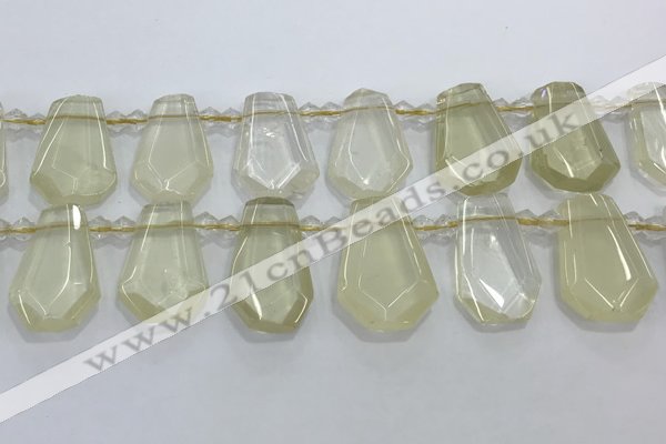 CTD2272 Top drilled 16*28mm - 20*30mm faceted freeform lemon quartz beads