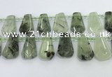 CTD2273 16*28mm - 20*30mm faceted freeform green rutilated quartz beads