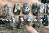 CTD2278 Top drilled 16*28mm - 20*30mm faceted freeform ocean agate beads