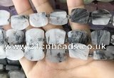 CTD2284 Top drilled 15*20mm - 17*23mm freeform black rutilated quartz beads