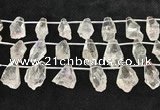 CTD2300 Top drilled 16*22mm - 25*30mm faceted nuggets white crystal beads