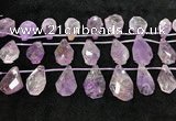 CTD2302 Top drilled 16*22mm - 25*35mm faceted nuggets amethyst beads