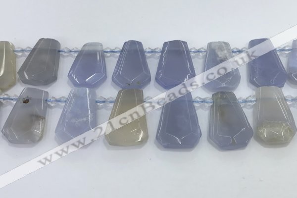 CTD2330 Top drilled 16*18mm - 20*30mm freeform blue chalcedony beads