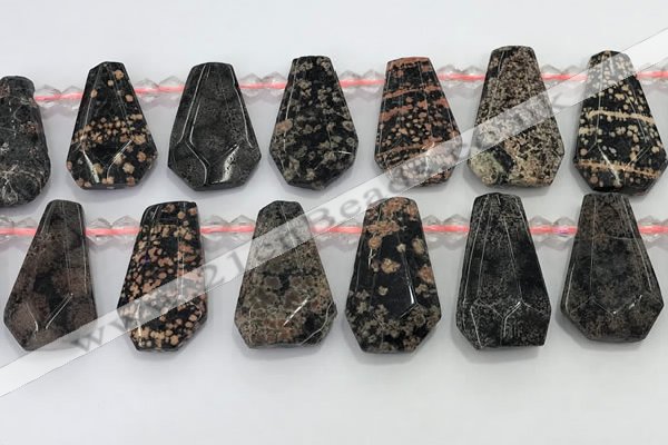 CTD2351 Top drilled 16*18mm - 20*30mm freeform red snowflake obsidian beads