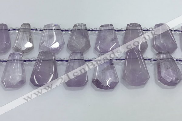 CTD2355 Top drilled 16*18mm - 20*30mm faceted freeform amethyst beads