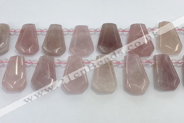 CTD2357 Top drilled 16*18mm - 20*30mm freeform Madagascar rose quartz beads