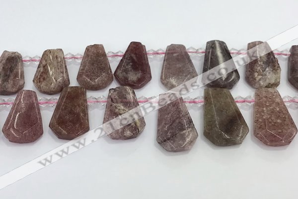 CTD2358 Top drilled 16*18mm - 20*30mm freeform strawberry quartz beads