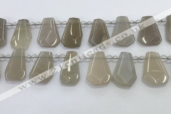 CTD2362 Top drilled 16*18mm - 20*30mm faceted freeform moonstone beads