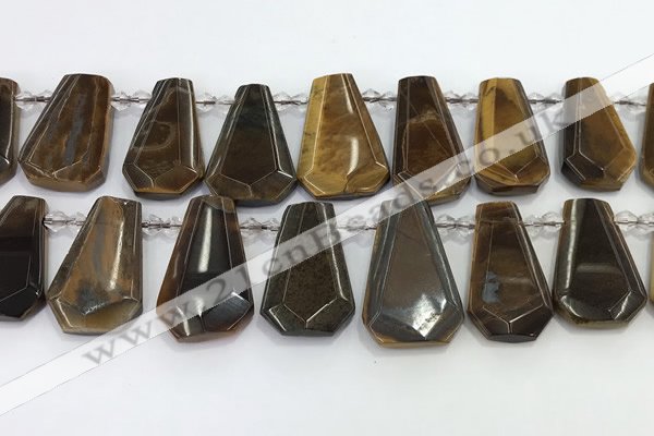 CTD2365 Top drilled 16*18mm - 20*30mm faceted freeform tiger eye beads