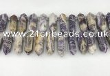 CTD2395 Top drilled 13*30mm - 14*42mm sticks charoite beads