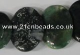 CTD25 Top drilled 20*30mm oval moss agate beads wholesale