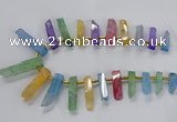 CTD2518 Top drilled 8*25mm - 11*50mm sticks druzy agate beads