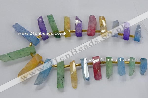 CTD2518 Top drilled 8*25mm - 11*50mm sticks druzy agate beads