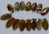 CTD2530 Top drilled 28*57mm faceted oval agate gemstone beads