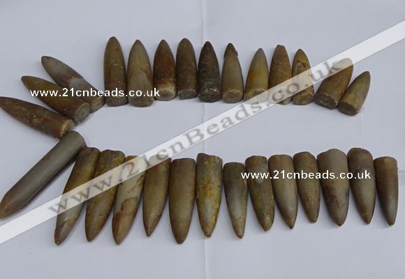 CTD2562 Top drilled 12*35mm - 15*55mm bullet agate fossil beads