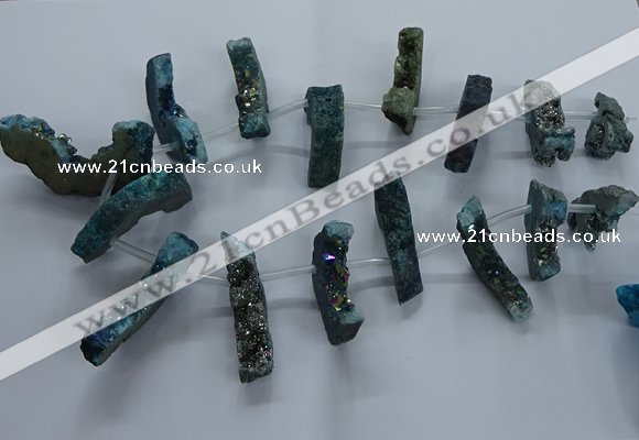 CTD2581 Top drilled 10*30mm - 10*50mm sticks plated druzy agate beads