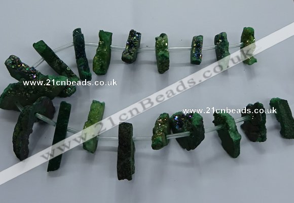 CTD2582 Top drilled 10*30mm - 10*50mm sticks plated druzy agate beads