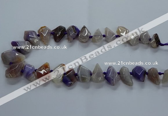 CTD2594 Top drilled 15*20mm - 25*35mm faceted freeform agate beads