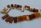 CTD2608 Top drilled 14*27mm - 16*42mm rectangle agate beads